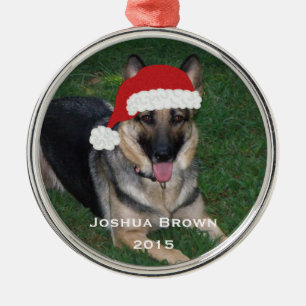 Rond Argenté Ornement de berger allemand de Noël