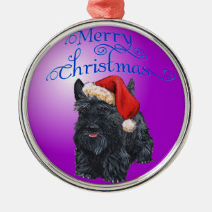 Rond Argenté Ornement de chien Scottie