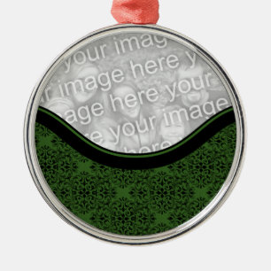 Rond Argenté Ornement Premium Damask de vacances sophistiqué