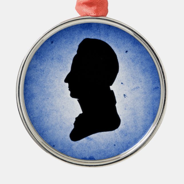 Rond Argenté "Silhouette homme sur bleu" ornement (Devant)