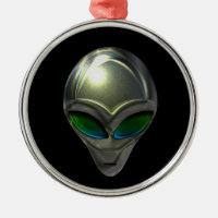 Tête Alien métallique 02 Ornement