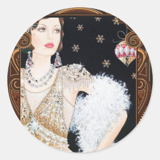 Rond Art Deco 1920's Flapper Christmas Sticker