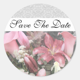 Rond Artisan Floral Lily Damask Sauvez Le Sticker De Da