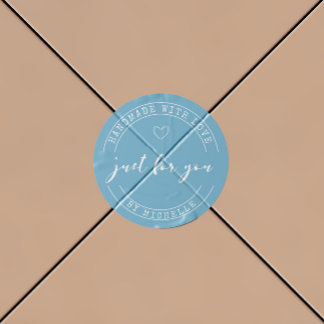 Rond Artisanat Avec Amour Bleu Léger Sticker Personnali