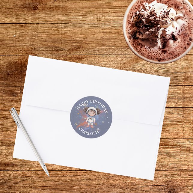 Rond Astronaut Space Birthday Sticker (Créateur téléchargé)