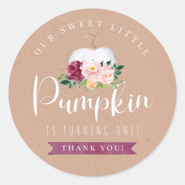 Rond Automne Citrouille Anniversaire Favoriser Sticker  (Devant)