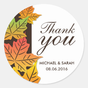Rond Automne Maple Leaf Mariage Favor Merci Sticker