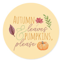 Autum Leave & Citrouilles, Sticker Automne S'Il Vo