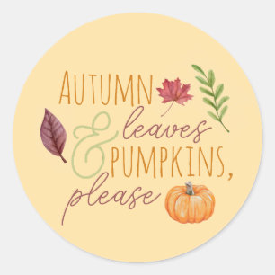 Rond Autum Leave & Citrouilles, Sticker Automne S'Il Vo
