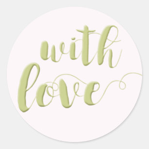 Rond Avec Amour, Sage Script Typographie Sticker Round