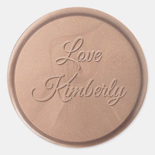 Rond Avec l'amour Chocolat Sticker Brown cire