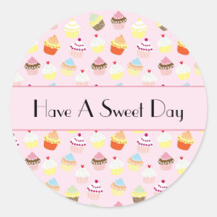 Rond Ayez un Sticker Motif de Cupcake coloré Sweet Day