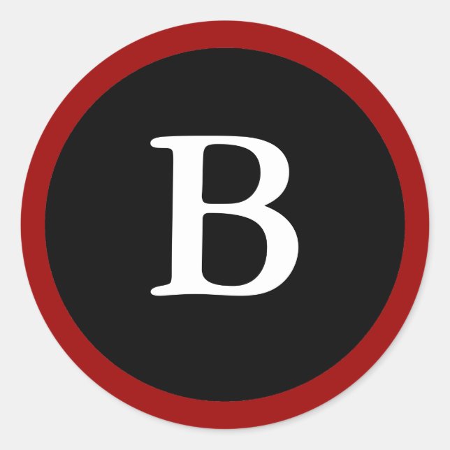 Rond B : Lettre B initiale B Sticker rouge, blanc et no (Devant)
