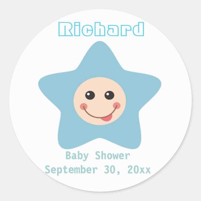 Rond Baby shower Boy Sticker Invitation (Devant)