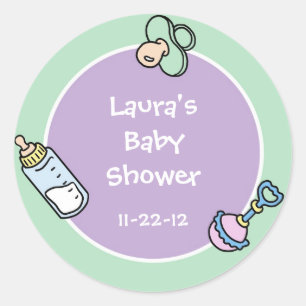 Rond Baby shower Cutietoots Favoriser Sticker
