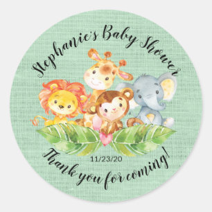 Rond Baby shower neutre animal Jungle Favoriser Sticker