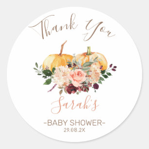 Rond Baby shower rose Citrouille Favoriser Sticker
