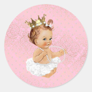 Rond Baby shower Sticker avec Baby Princess