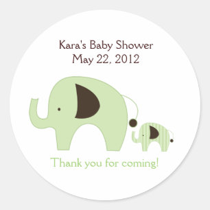 Rond Baby shower vert Dottie Elephant Favoriser Sticker
