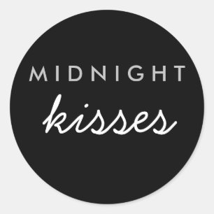 Rond Baisers de minuit Sticker de mariage Black Silver