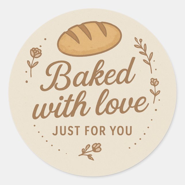 Rond Baked With Love Sticker Label (Devant)