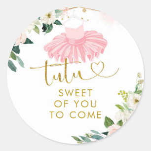 Rond Ballerina Tutu Baby shower Sticker Merci