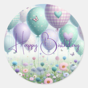 Rond Ballons Whimsical Joyeux Sticker d'anniversaire