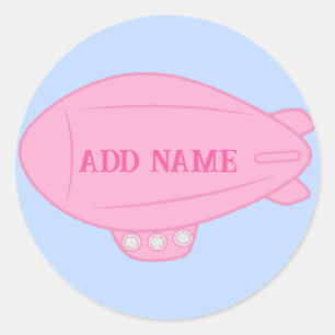 Rond Balloon Pink Blimp Dans Blue Sky Custom Sticker