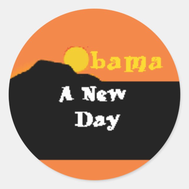 Rond Barack Obama Un Sticker Pour Un Nouveau Jour (Devant)
