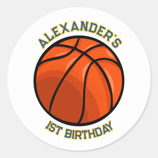 Rond Basket-ball Anniversaire Bash Sticker (Devant)