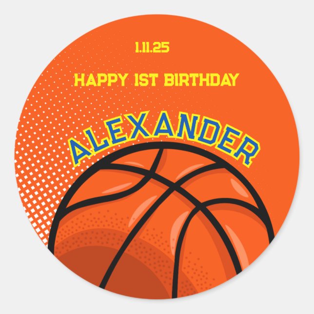 Rond Basket-ball Anniversaire Bash Sticker (Devant)