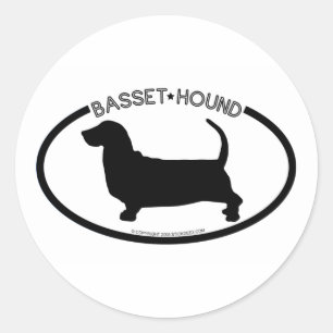 Rond Basset Hound Silhouette Sticker noir