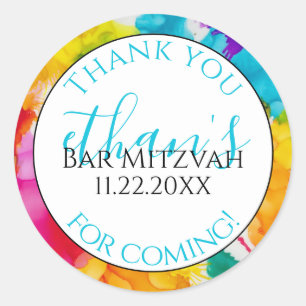 Rond Bat ou Barre Mitzvah Un Splash de couleur Sticker 
