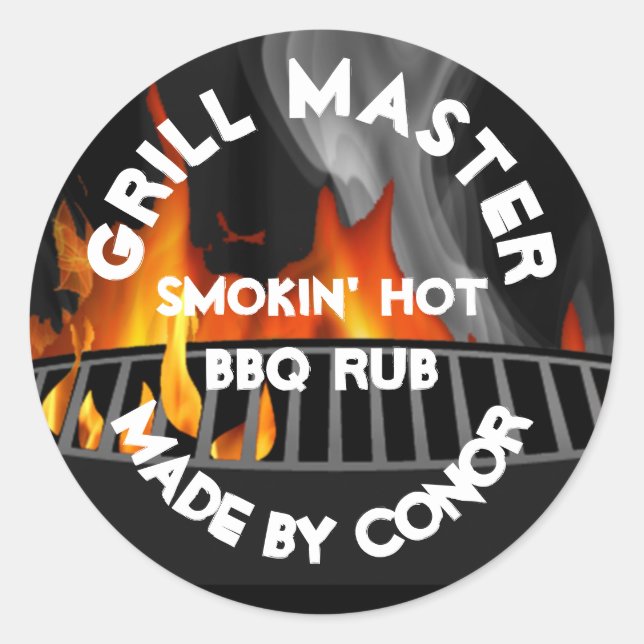 Rond BBQ Grill Rub Smokin Hot 3" Classic Round Sticker (Devant)