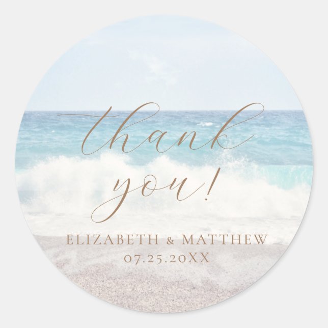 Rond Beach Wedding | Thank You Sticker (Devant)