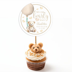 Rond Bearly Wait Neutral Teddy Bear Sticker Baby shower