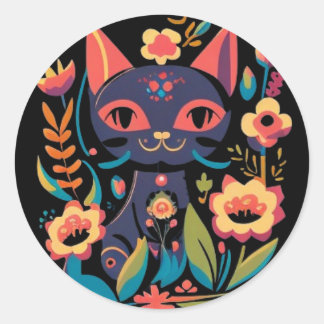 Rond Beau Sticker Chat Noir