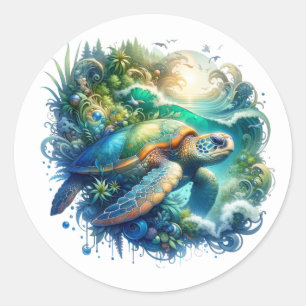 Rond Beau Sticker de tortue de mer