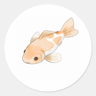 Rond Beau Sticker d'impression d'aquarelle Koi Fish
