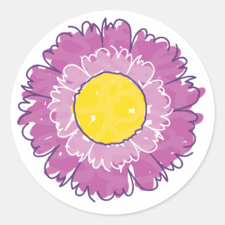 Rond Beau Sticker en fleurs - violet
