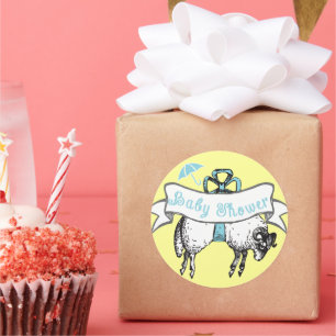 Rond Bébé agneau Bébé Douche Sticker