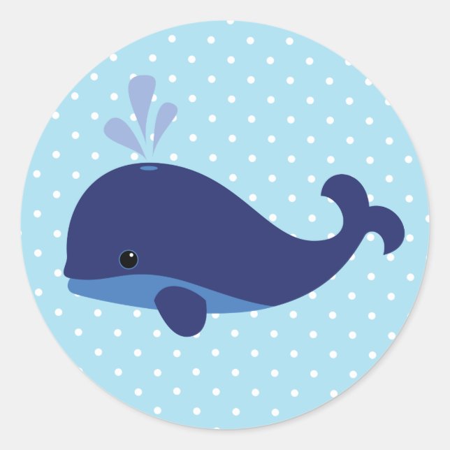 Rond Bébé Bleu Baleine Sticker (Devant)