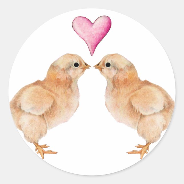 Rond Bébé Chick Love Sticker (Devant)