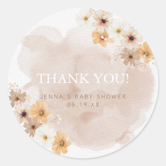 Rond Bébé dans le Baby shower en fleur Merci Sticker
