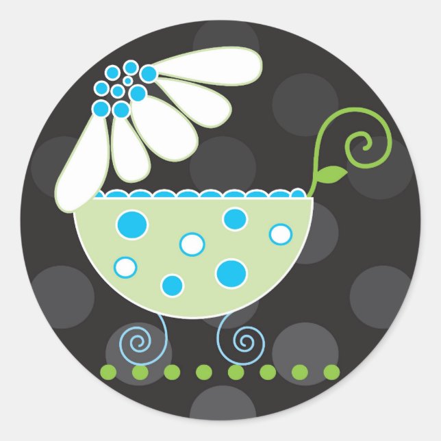 Rond Bébé de marguerite Invitation ou Favoriser Sticker (Devant)