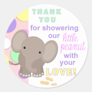 Rond Bébé Eléphant Baby shower Sticker rose