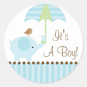 Rond Bébé Eléphant Parapluie C'est un Sticker garçon