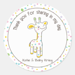 Rond Bébé Giraffe Baby shower Favoriser Sticker {Neutra