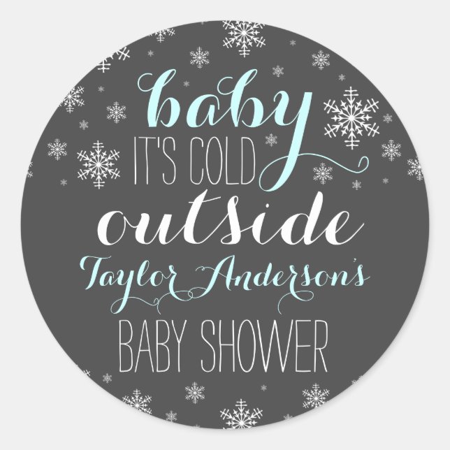 Rond Bébé il fait froid dehors - Sticker Baby shower ga (Devant)