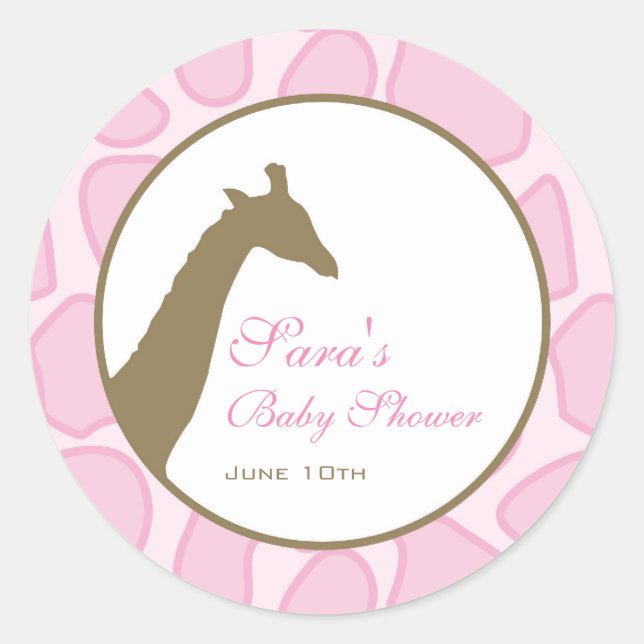 Rond Bébé Invitation ou Favoriser Sticker - Rose (Devant)